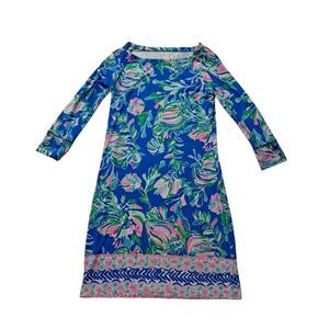 Lilly Pulitzer Sophie Dress Women's‎ XS Blue Pink Knee Length Tropical Vacation
